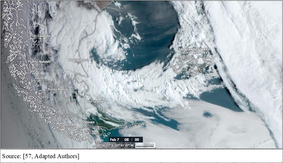 Image of the Dragonhead cyclone, at 8 am (UTC), February 7, 2024.